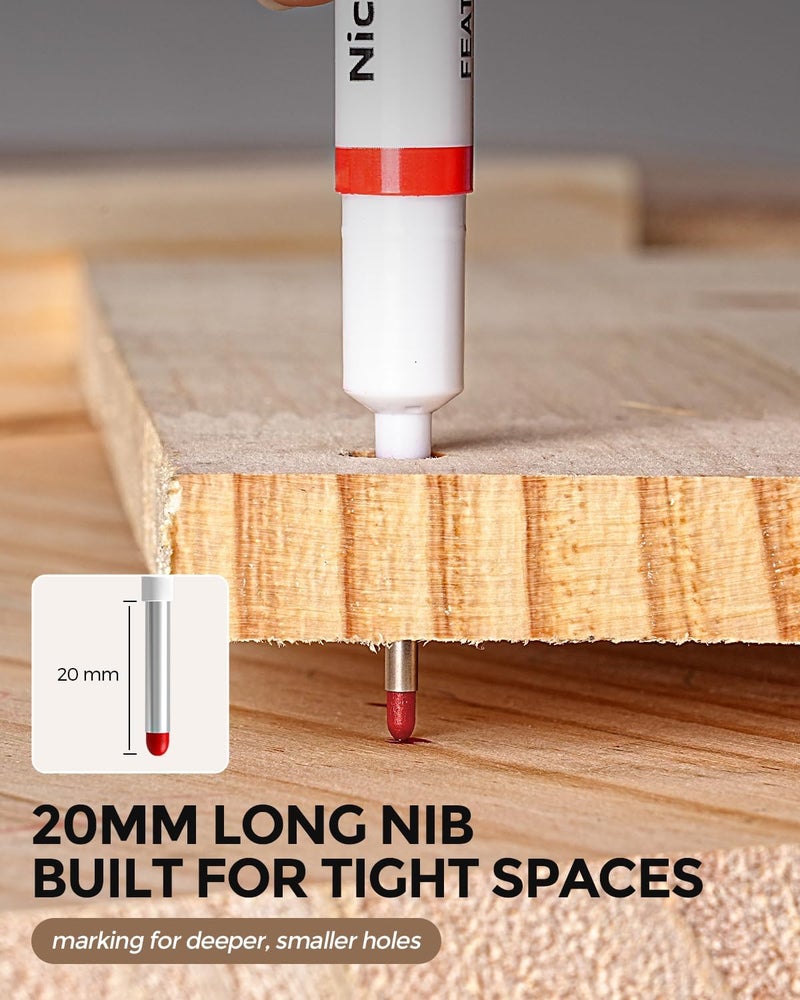Nicpro 12 PCS Long Nib Marker Pens, 20mm Deep Hole Markers, Quick Dry & Waterproof Construction Marker, Long Head Mark Pens for Metal, Steel, Tile, Glass, Carpenter Marking Tool for Woodworking - Image 5